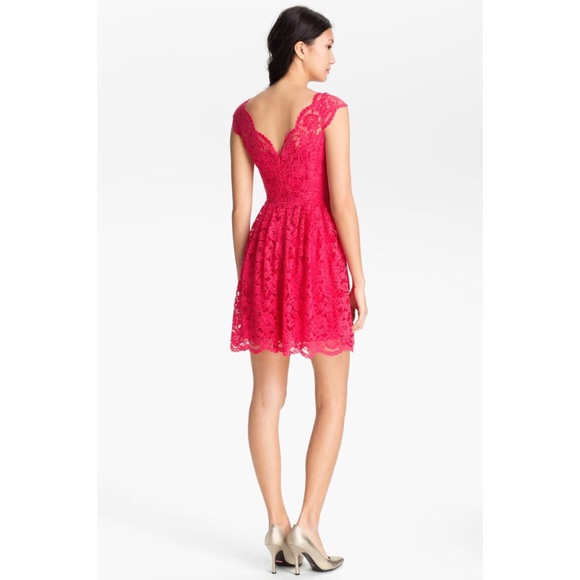 Cythnia Steffe Bright Pink Lace Fit & Flare Dress - Picture 3 of 13